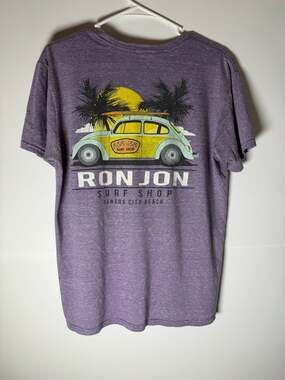 Ron Jon Surf Shop Panama City Beach T-Shirt Size L Purple Beetle Car Graphic